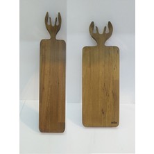 El Yapımı Ahşap Geyik Sunum Tahtası 2'li Set, Şık ve Doğal Tasarım