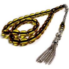 Tesbih Rüyası Bafon Tasarımlı Sarı Renk Sıkma Kehribarı Tesbih