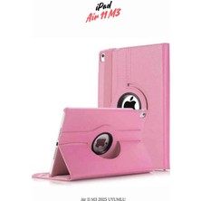 Fuchsia iPad Air 11 M3 2025 Uyumlu 360° Yatay Dikey Dönebilen Deri Tablet Kılıfı
