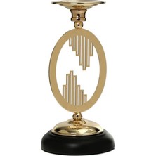 Feyza Design Altın Tonlu Çember Şamdan, Zarif ve Şık Dekoratif Aksesuar