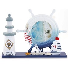 Ahşap Marin Deniz Feneri Dümenli Çerceve Model 1