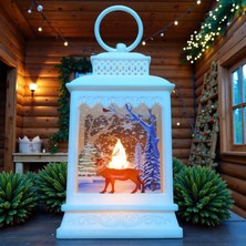 Kuzey Oyuncak Vıp Beyaz Geyik Yılbaşı Feneri Gün Işığı LED Işıklı Fener Yılbaşı Hediyeleri Yılbaşı Süsleri