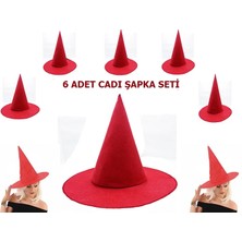 Kırmızı Keçe Cadı Şapkası Yetişkin-Çocuk Uyumlu