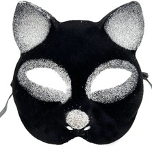 Siyah Gümüş Simli Kedi Maskesi