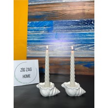 Feyza Design Bohem Tarz Deniz Kabuklu Şam Mumluk Çiftli Set