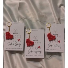 Umut Hediyecilik Inci Kalpli Anahtarlık Takvimli Düğün, Kına, Söz Hatırası 8 Adet