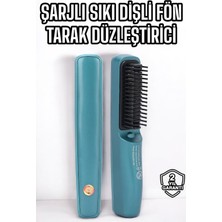 Özbience Taşınabilir Şarjlı Mavi Fön Tarak 50/60Hz, Saç Düzleştirici