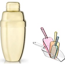 Feyza Design Gold Shaker 350 ml ve Buz Küreği Seti, Metal Süzgeçli, Kokteyl Hazırlama