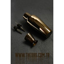 Feyza Design Parlak Siyah French Shaker Kokteyl Seti, 75ML Jigger ve 2 Şişe Dökücü