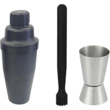 Feyza Design Siyah Mojito Tokmağı, 20.7 cm Kokteyl Shaker, 700 cc Polikarbon, Jigger 2/4 cl