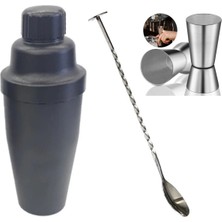 Feyza Design 3 Parça Kokteyl Seti: Shaker, Jigger, Bar Kaşığı ve Ölçek