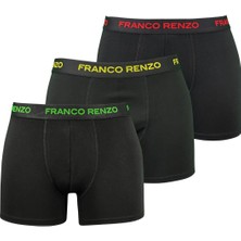 Franco Renzo Likralı 3'lü Kutu Premium Pamuk Erkek Boxer - Siyah