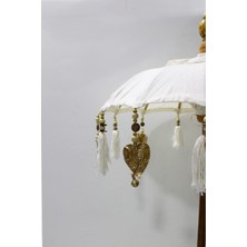 Özbience Şık ve Kullanışlı Ahşap Bali Şemsiyesi 80 cm Krem Gold