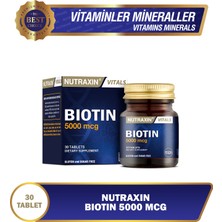 Nutraxin Biotin 5000 mcg 30 Tablet | Yüksek Potens B7 Vitamini