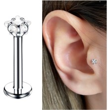 Bylin Cerrahi Çelik Yıldız Labrent Piercing 6 mm - Gümüş Rengi