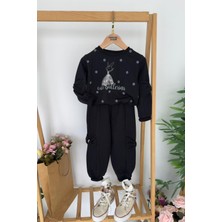 Miniğimin Cicileri Cute Balerina Desenki Fiyonk Detaylı Kız Çocuk 2 li takım - Siyah