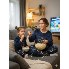 Şimo Butik Anne Kız Pijama Takımı Yılbaşı Temalı Fransız Kadife Ekstra Yumuşak Rahat