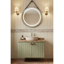 Banyo Dolabı-Asma 2 Kapaklı-Lavabolu Ahşap-Mat Yeşil Mdf 100 Cm -Aynasız