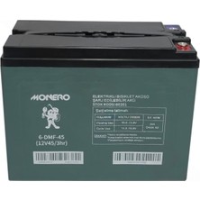 Monero Akü 12 V 45 AH Elektrikli Bisiklet Aküsü (223*121*174) Swan Monero
