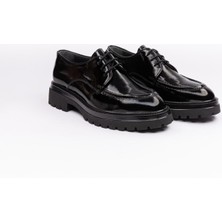 620 Erkek Siyah Rugan Deri Kalın Tabanlı Günlük Ayakkabı