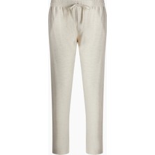 İkikız  Keten Natürel Straight Pantolon L