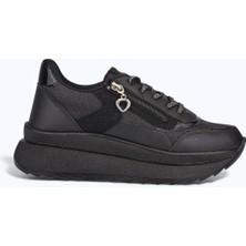 Nstil Günlük Kadın Spor Ayakkabı Sim Detaylı Bağcıklı Fermuarlı Hafif Kalın Taban Sneaker 0846