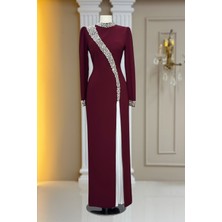 Amine Hüma Inci Abiye Elbise Bordo