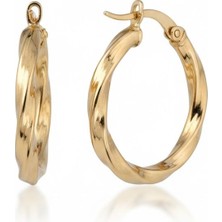 ÇGK KUYUMCULUK  1.8 cm 8 Ayar Burgu Tasarım  Halka Altın Küpe CGKKP0242