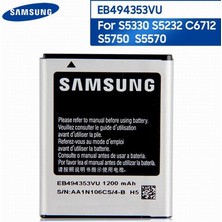 Day EB494353VU EB494353VA Samsung S5330 S5232 C6712 S5750 GT-S5570 I559 S5570 GT-S5282 Pil 1200 Mah