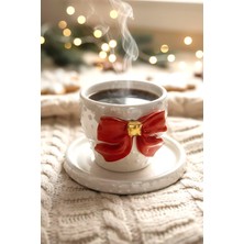 Kurdele 24 K Altın Süslemeli El Yapımı Yılbaşı Hediyesi Seramik Double Kahve Bardağı, Mug, Kupa