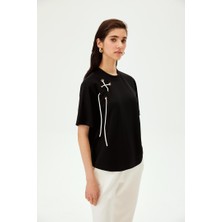 Allyco Bağcıklı Bisiklet Yaka Regular Örme Tişört