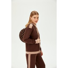 Allyco Gold Düğmeli Kontrast Şeritli Modal Kumaş Karışımlı Örme Sweatsirt