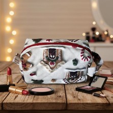 Uretti - Petek 7523 9185 Kış Temalı Kurabiye ve Ev Desenli Makyaj Çantası / Organizer - 20 cm x 15 cm