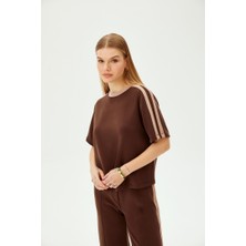 Allyco Bisiklet Yaka Düşük Kol Modal Karışımlı Örme Kumaş T-shirt