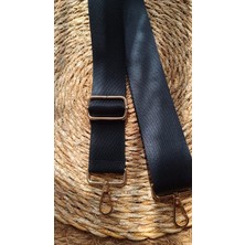 Nga's Siyah Yüksek Kaliteli Ayarlanabilir Çanta Askısı, Çapraz Çanta Askısı Gold Toka Detaylı Omuz Askısı