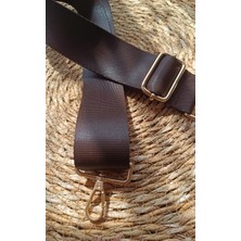 Nga's Acı Kahverengi Yüksek Kaliteli Ayarlanabilir Çanta Askısı, Çapraz Çanta Askısı Gold Toka Detaylı Omuz Askısı