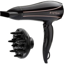 King KSK434 Siyah Saç Kurutma Makinesi, 4 Yıl Garanti, Hızlı ve Güçlü Kurutma