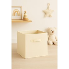 Krem Kapaksız Dolap Içi Çamaşır Oyuncak Düzenleyici Katlanır Kapaklı Saklama Kutusu 30X30X30