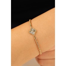 ÇGK KUYUMCULUK Halatlı Yoncalı  Model 8 Ayar Altın Bileklik CGKBLK0373