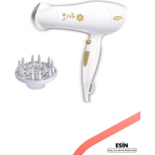 Özbience Esin Beyaz Desenli 2000W Hız ve Kademeli Isı Ayarlı Saç Kurutma Makinesi