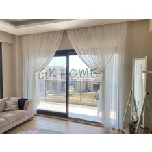 Perdenin Adresi Alancı Kruvaze Bambu Düz Tül Perde 2 Adet Halat Dahil Sık Pile