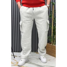 Wafrazon Erkek 3 Iplik Şardonlu Kargo Cep Baggy Eşofman Altı