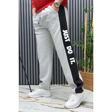 Wafrazon Erkek 2 Iplik Şardonlu  Just Baskılı Baggy Eşofman Altı