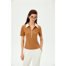 Allyco Polo Yaka Fermuarlı Pamuklu Regular Örme Tişört