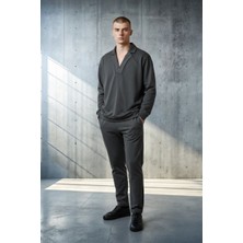 Black Steel V Yaka Sweatshirt