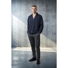 Black Steel V Yaka Sweatshirt