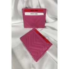 Leaf Accessory Unisex Kartlık Pembe, 1. Sınıf Vinlex Deri, 7 Tane Kart Koyma Cepli