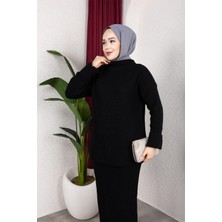 SFG Life Moda Kadın Kolu Katlı ve Kalem Etek Ile Tunik Triko Ikili Alt-Üst Takım