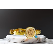 Özden Kuyumcusu 22 Ayar Çeyrek Altın + Çelik Kelepçe Bileklik