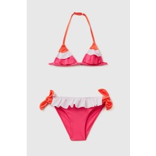Benetton Fırfır Detaylı Kız Çocuk Geniş Üçgen Bikini Takımı